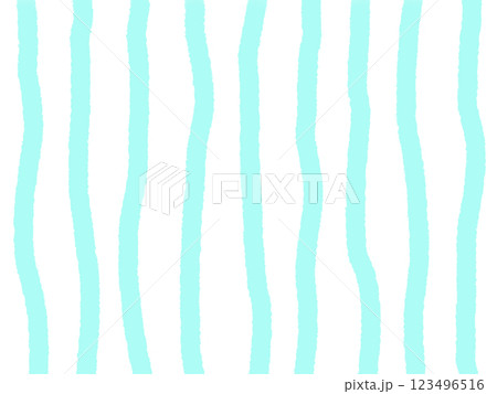 太い線でゆるく描いたミントグリーンのストライプ 123496516