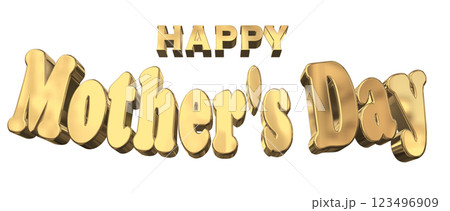 3DCG文字「Happy Mother's Day」ゴールド,金 123496909