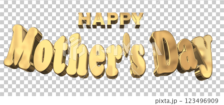 3DCG文字「Happy Mother's Day」ゴールド,金 123496909
