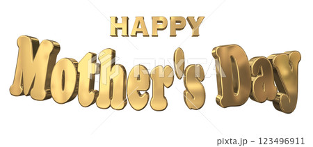 3DCG文字「Happy Mother's Day」ゴールド,金 123496911