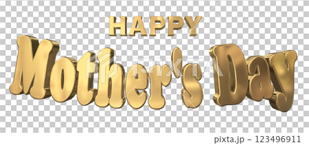 3DCG文字「Happy Mother's Day」ゴールド,金 123496911