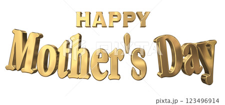 3DCG文字「Happy Mother's Day」ゴールド,金 123496914