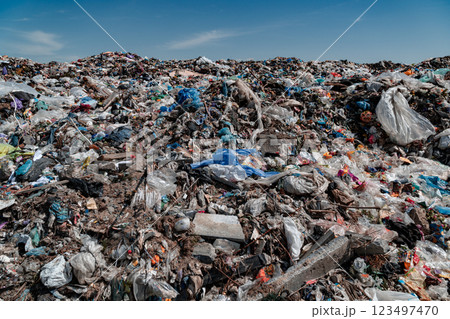 A large landfill. Household waste at the municipal landfill. Planet pollution concept A large landfill. Household waste at the municipal landfill. Planet pollution concept 123497470