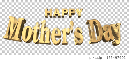 3DCG characters "Happy Mother's Day" gold 3DCG characters "Happy Mother's Day" gold 123497491