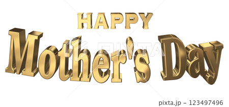 3DCG文字「Happy Mother's Day」ゴールド,金 123497496