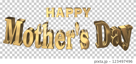 3DCG文字「Happy Mother's Day」ゴールド,金 123497496
