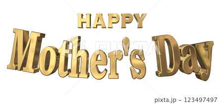 3DCG文字「Happy Mother's Day」ゴールド,金 123497497