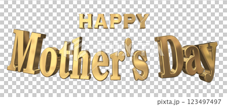 3DCG文字「Happy Mother's Day」ゴールド,金 123497497