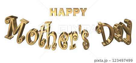3DCG文字「Happy Mother's Day」ゴールド,金 123497499