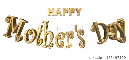 3DCG文字「Happy Mother's Day」ゴールド,金 123497500