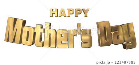 3DCG文字「Happy Mother's Day」ゴールド,金 123497585