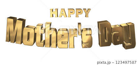 3DCG文字「Happy Mother's Day」ゴールド,金 123497587