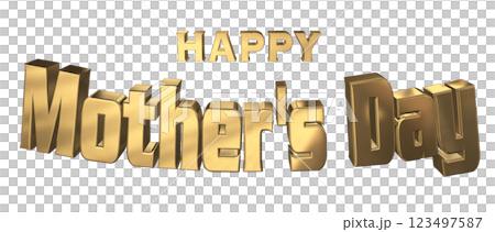 3DCG文字「Happy Mother's Day」ゴールド,金 123497587