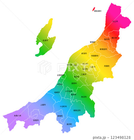 新潟県と市町村地図 123498128