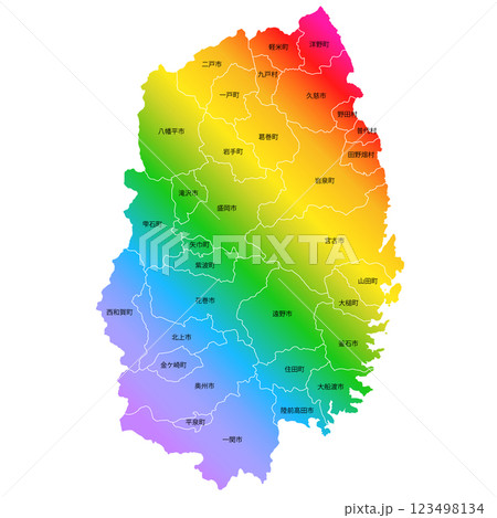 岩手県と市町村地図 岩手県と市町村地図 123498134