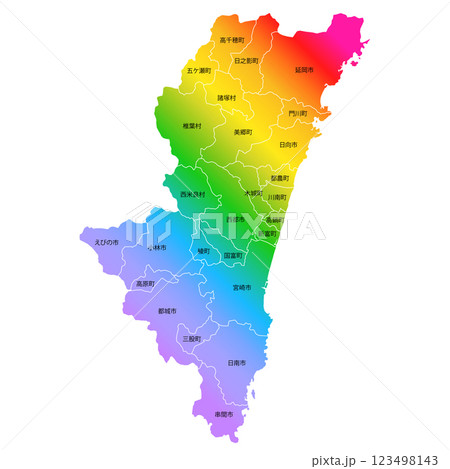 宮崎県と市町村地図 123498143