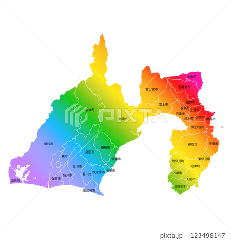 静岡県と市町村地図 123498147