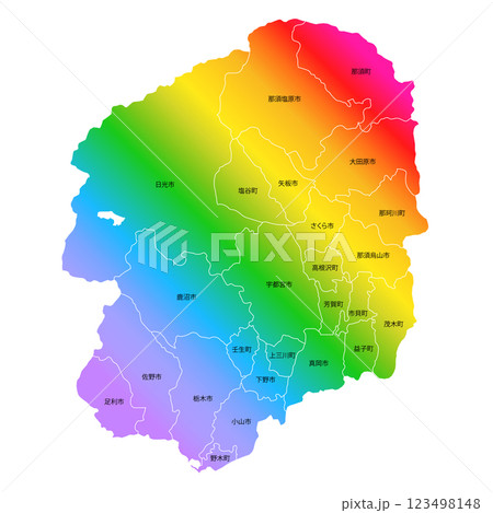 栃木県と市町村地図 123498148