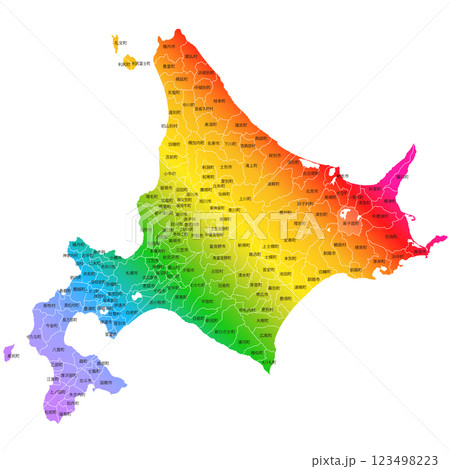 北海道と市町村地図 北海道と市町村地図 123498223