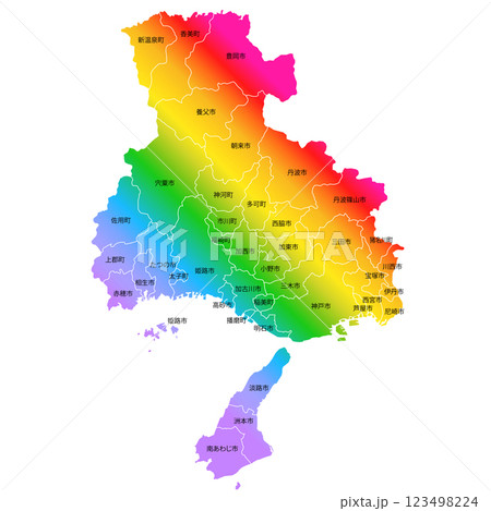 兵庫県と市町村地図 兵庫県と市町村地図 123498224