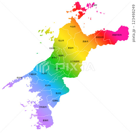 愛媛県と市町村地図 123498249