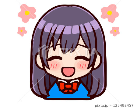 落書き風のかわいい女子高生ちびキャラのアイコンイラスト素材3 123498457