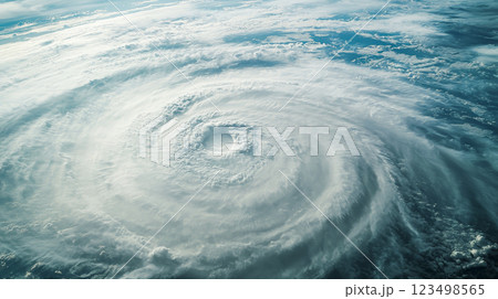 A breathtaking aerial photograph capturing the immense power of a hurricane. Generative AI 123498565