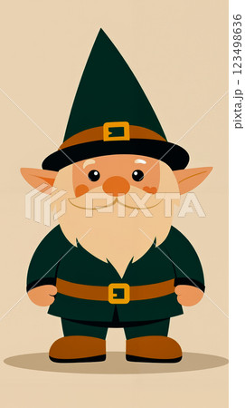 A cartoon illustration of a leprechaun with a green hat and a beard 123498636