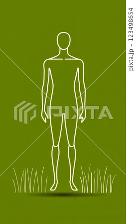 A line drawing of a man standing in the grass A line drawing of a man standing in the grass 123498654