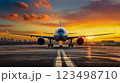 A large passenger jet sitting on top of an airport runway 123498710