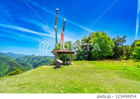 【続日本100名城】初夏の有子山城　主郭の風景　兵庫県豊岡市出石町 123498854