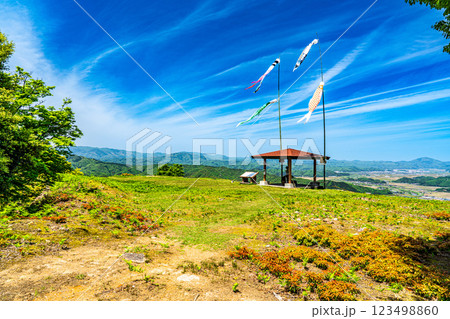 【続日本100名城】初夏の有子山城　主郭の風景　兵庫県豊岡市出石町 123498860