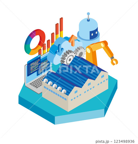 スマートファクトリーのイメージイラスト 123498936