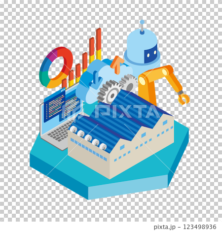 スマートファクトリーのイメージイラスト 123498936