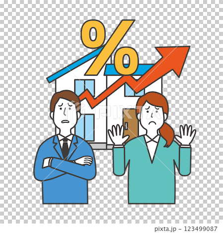 Men and women worried about rising mortgage interest rates 123499087