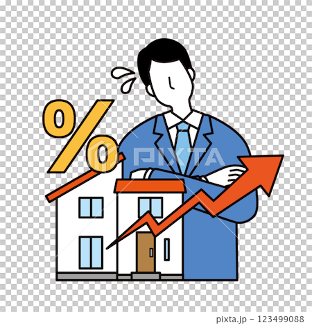 Man worried about rising mortgage interest rates 123499088