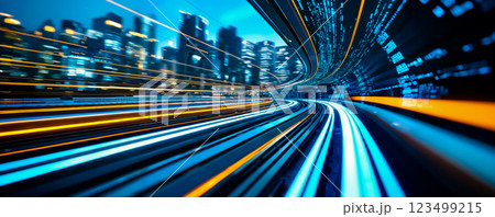 A long exposure shot of a city at night A long exposure shot of a city at night 123499215