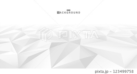 Abstract background with perspective. Creative 3d surface with white and gray geometric polygon shapes. Business corporate design. Poster, banner, presentation template 123499758