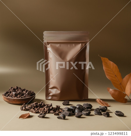 無地のプロテインパウチとシンプルな背景 無地のプロテインパウチとシンプルな背景 123499811