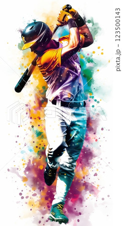 スポーツをする人の躍動感のあるカラフルなイラスト 123500143