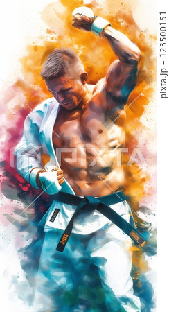 スポーツをする人の躍動感のあるカラフルなイラスト 123500151