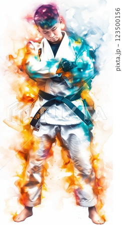 スポーツをする人の躍動感のあるカラフルなイラスト 123500156