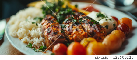 Grilled Turkish Kebabs with Vegetables 123500220