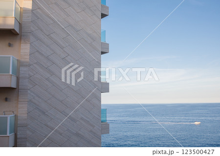 First line apartments house background 123500427