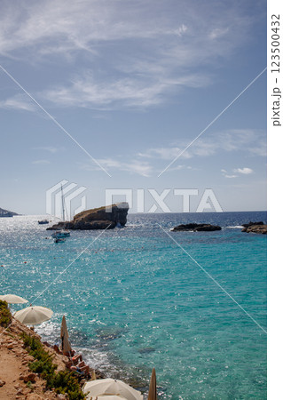 Blue Lagoon in Malta on Comino island panoramic view Blue Lagoon in Malta on Comino island panoramic view 123500432