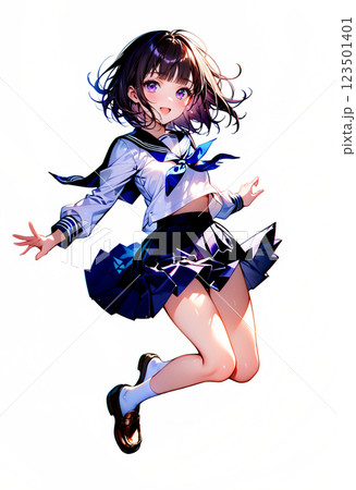 ジャンプする女子高生 123501401