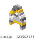 Letter A in isometric view assembled from plastic blocks. Vector 123502123