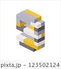 Number 9 in isometric view assembled from plastic blocks. Vector 123502124