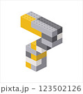 Number 7 in isometric view assembled from plastic blocks. Vector 123502126