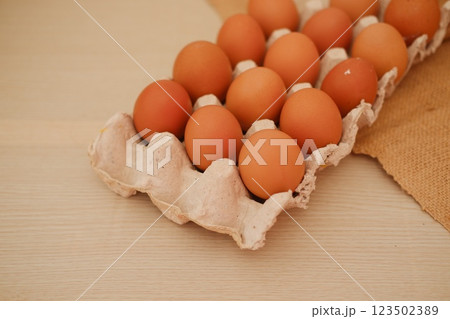 Eggs in a carton box Eggs in a carton box 123502389